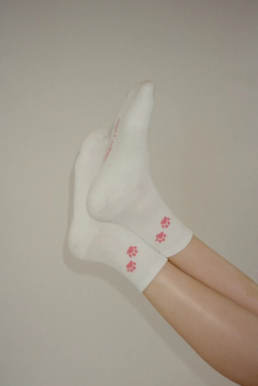 SANDY LIANG Women's Paw Print Socks - Cute Animal Design Cozy Knit Socks
