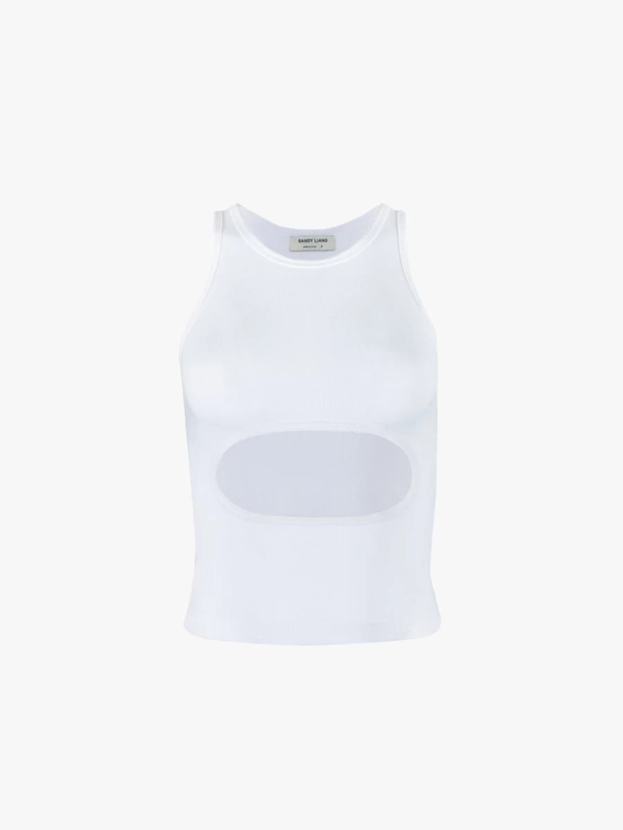 SANDY LIANG Women's Riblet Tank Top in Blanc – Sleek & Stylish Blouse