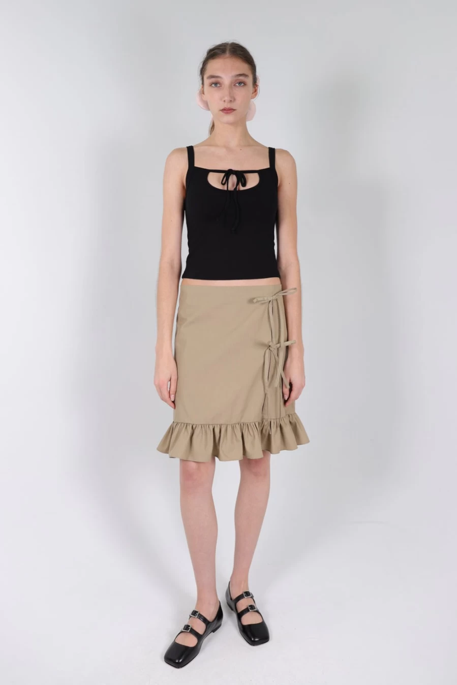 SANDY LIANG Women's Khaki Bud Skirt - Stylish High-Waisted A-Line Skirt for Women