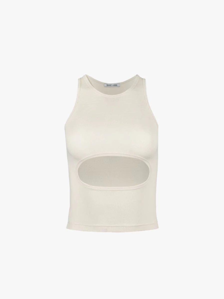 SANDY LIANG Women's Cream Riblet Tank Top